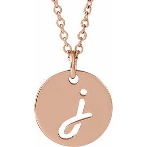 14K Rose Gold Script Initial J 16-18" Necklace