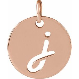 14K Rose Gold Script Initial J Pendant