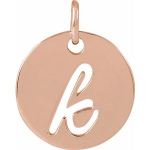14K Rose Gold Script Initial K Pendant