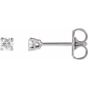 Sterling Silver 2.5 mm Imitation White Cubic Zirconia Earrings