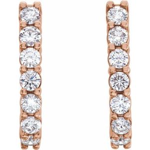14K Rose Gold 3/4 CTW Natural Diamond J-Hoop Earrings