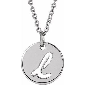Platinum Script Initial L 16-18" Necklace