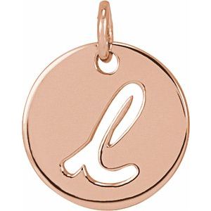 14K Rose Gold Script Initial L Pendant