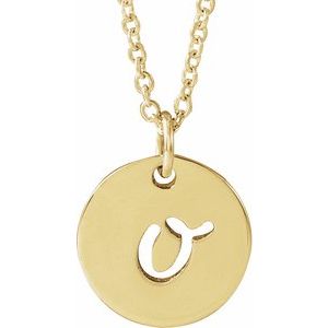 14K Yellow Gold Script Initial O 16-18" Necklace