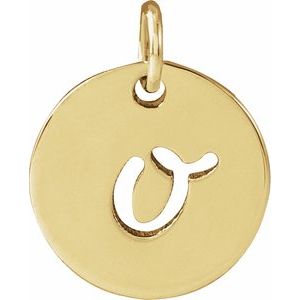 14K Yellow Gold Script Initial O Pendant