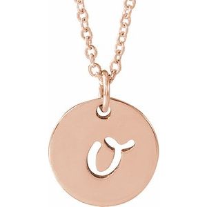 14K Rose Gold Script Initial O 16-18" Necklace