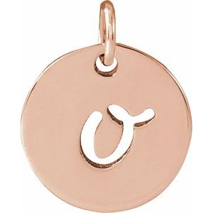 14K Rose Gold Script Initial O Pendant