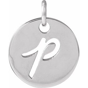 Platinum Script Initial P Pendant