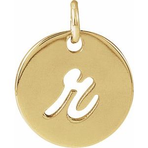 14K Yellow Gold Script Initial R Pendant