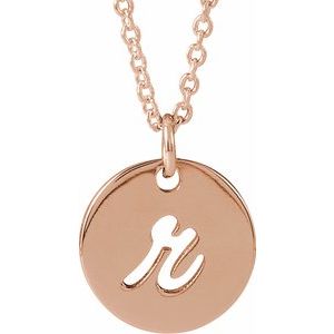 14K Rose Gold Script Initial R 16-18" Necklace