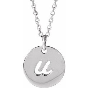 Platinum Script Initial U 16-18" Necklace