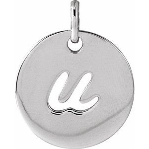Platinum Script Initial U Pendant