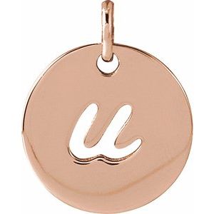 14K Rose Gold Script Initial U Pendant