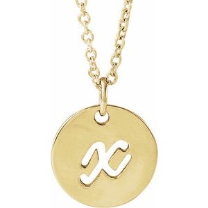 14K Yellow Gold Script Initial X 16-18" Necklace
