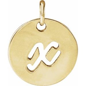 14K Yellow Gold Script Initial X Pendant