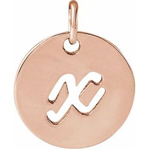 14K Rose Gold Script Initial X Pendant