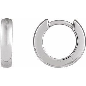 14K White Gold Hinged 12 mm Hoop Earrings