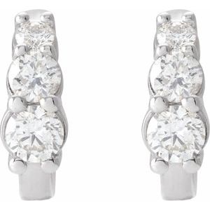 14K White Gold 1/3 CTW Natural Diamond Hoop Earrings