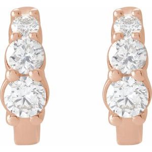 14K Rose Gold 1/3 CTW Natural Diamond Hoop Earrings