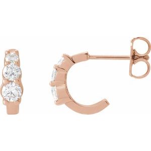 14K Rose Gold 1/3 CTW Natural Diamond Hoop Earrings