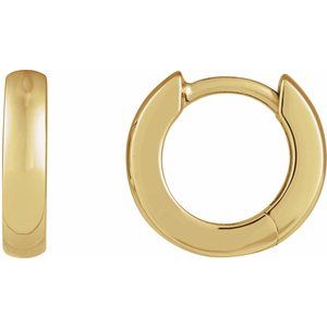 14K Yellow Gold Hinged 12 mm Hoop Earrings
