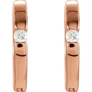 14K Rose Gold .07 CTW Natural Diamond Hoop Earrings