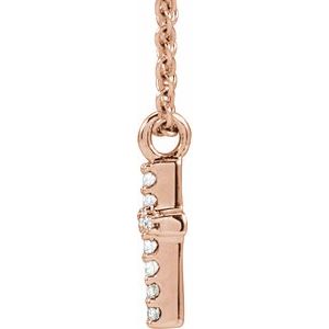 14K Rose Gold .03 CTW Natural Diamond Cross 18" Necklace