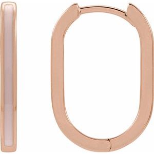 14K Rose Gold Pink Enamel 11.9 mm Hoop Earrings