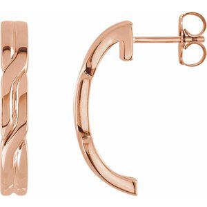 14K Rose Gold J-Hoop Earrings