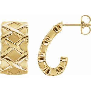 18K Yellow Gold J-Hoop Earrings