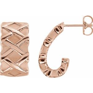 14K Rose Gold J-Hoop Earrings