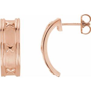 14K Rose Gold J-Hoop Earrings