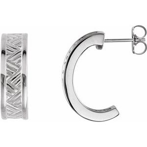 14K White Gold J-Hoop Earrings