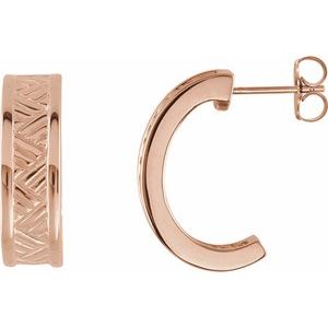 14K Rose Gold J-Hoop Earrings