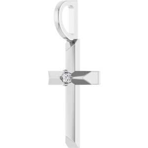 Platinum .0075 CT Natural Diamond Cross Charm/Pendant