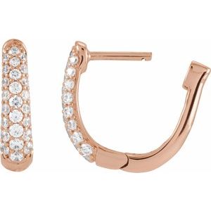 14K Rose Gold 1/5 CTW Lab-Grown Diamond 10.1 mm Hoop Earrings