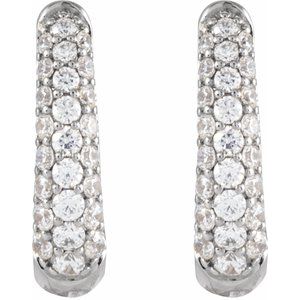 14K White Gold 1/2 CTW Natural Diamond 14.9 mm Hoop Earrings