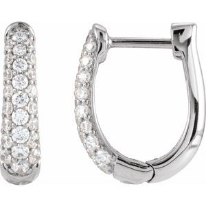 14K White Gold 1/2 CTW Natural Diamond 14.9 mm Hoop Earrings