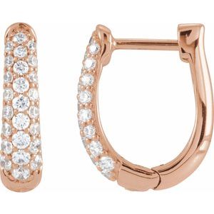 14K Rose Gold 1/2 CTW Natural Diamond 14.9 mm Hoop Earrings