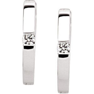 14K White Gold .07 CTW Natural Diamond Hoop Earrings