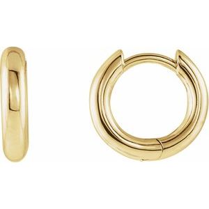14K Yellow Gold Hinged 12 mm Hoop Earrings
