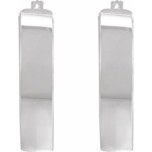 14K White Gold Flat Tube 23 mm Hoop Earrings
