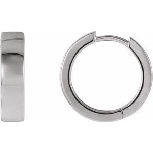 14K White Gold Hinged 16.5 mm Hoop Earrings