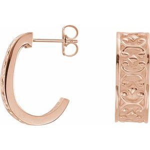 14K Rose Gold J-Hoop Earrings