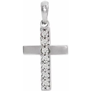 14K White Gold Lab-Grown Diamond Cross Pendant