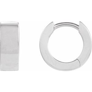 14K White Gold Hinged 11.5 mm Hoop Earrings