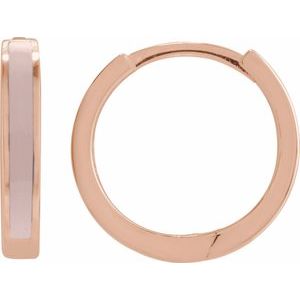 14K Rose Gold Pink Enamel Hinged 12.1 mm Hoop Earrings