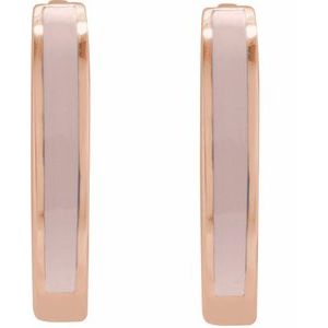 14K Rose Gold Pink Enamel Hinged 12.1 mm Hoop Earrings