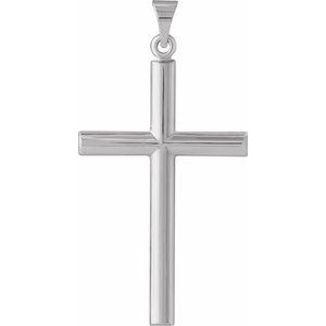 14K White Gold 31.5x20 mm Cross Pendant
