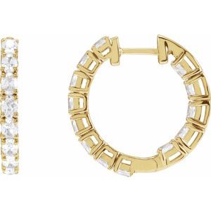 14K Yellow Gold 2 5/8 CTW Natural Diamond Inside-Outside 20.6 mm Hoop Earrings